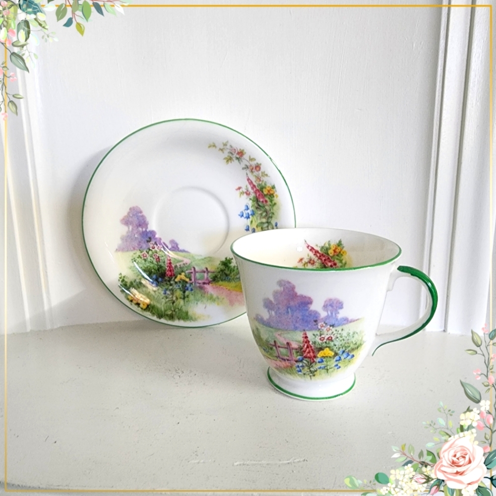 Bell "MEADOWSIDE" Vintage Teacup and Saucer Set Made in ENGLAND 1940